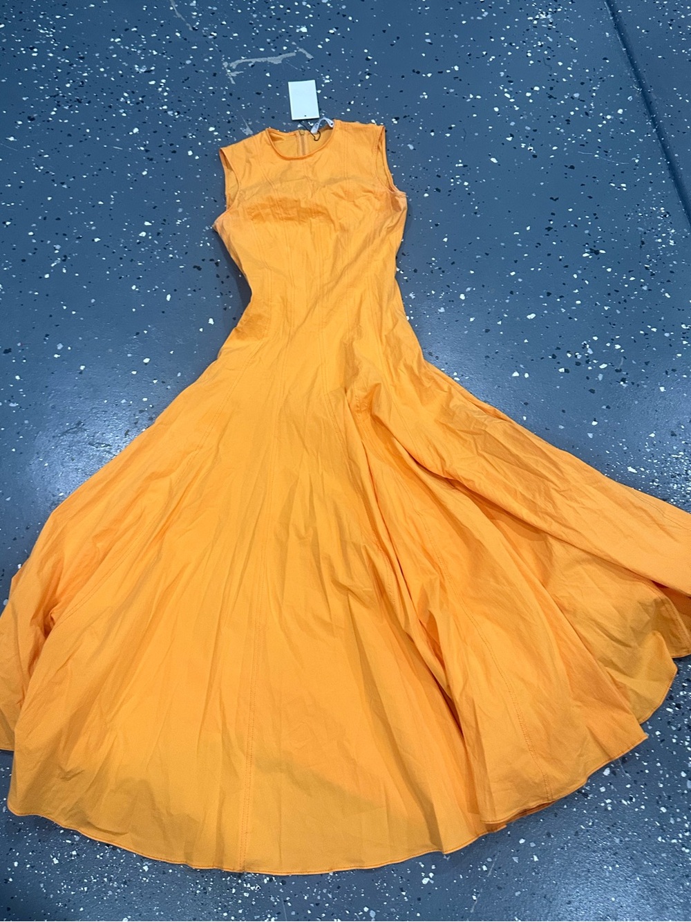 Zara linen blend blogger Sleeveless Bright Orange Maxi Dress